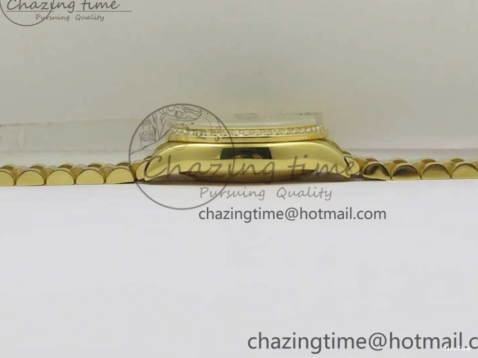 MiroTime 0408 Versatile Daydate 278288 31mm YG EWF Best Edition Green Malachite Dial Crystal Markers on YG President Bracelet ETA 2606